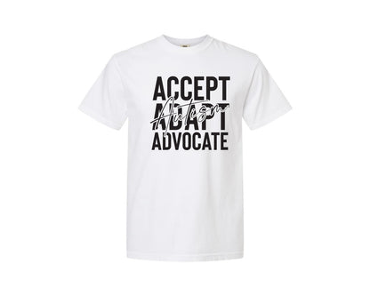 brand:Comfort Colors|color:White|Accept Adapt Advocate Autism Graphic T-Shirt