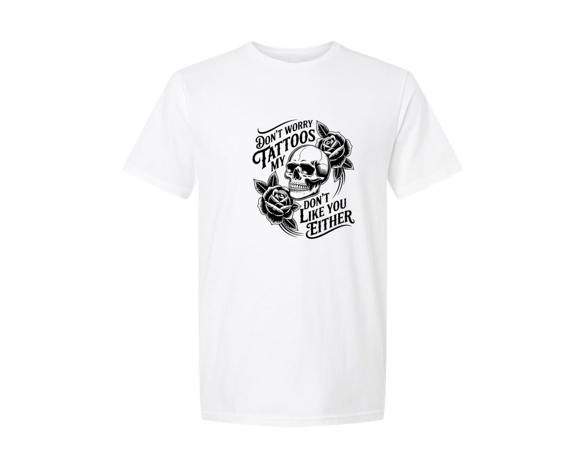 brand:Generic|color:White|Tattoo Dont Worry My Tattoos Graphic T-Shirt
