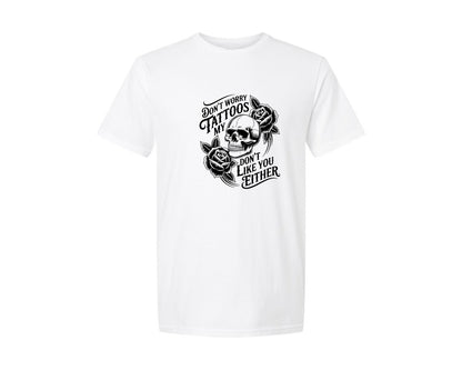 brand:Generic|color:White|Tattoo Dont Worry My Tattoos Graphic T-Shirt