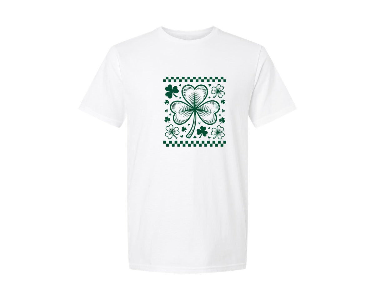 brand:Generic|color:White|Hand Drawn Shamrock St Patrick Graphic T-Shirt