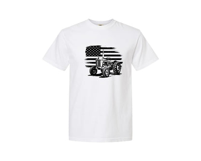 brand:Comfort Colors|color:White|Tractor Flag Vector T Shirt Design Graphic T-Shirt