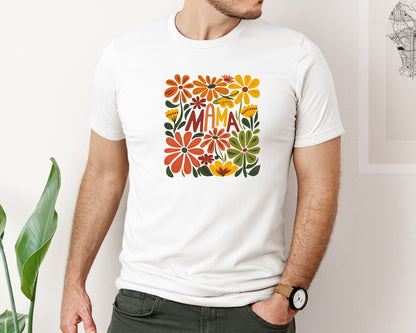 brand:Bella Canvas|color:White|Retro Floral Mama Boho Mothers Day 3 Graphic T-Shirt
