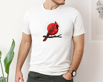 brand:Bella Canvas|color:White|Vintage Red Cardinal Bird Graphic T-Shirt