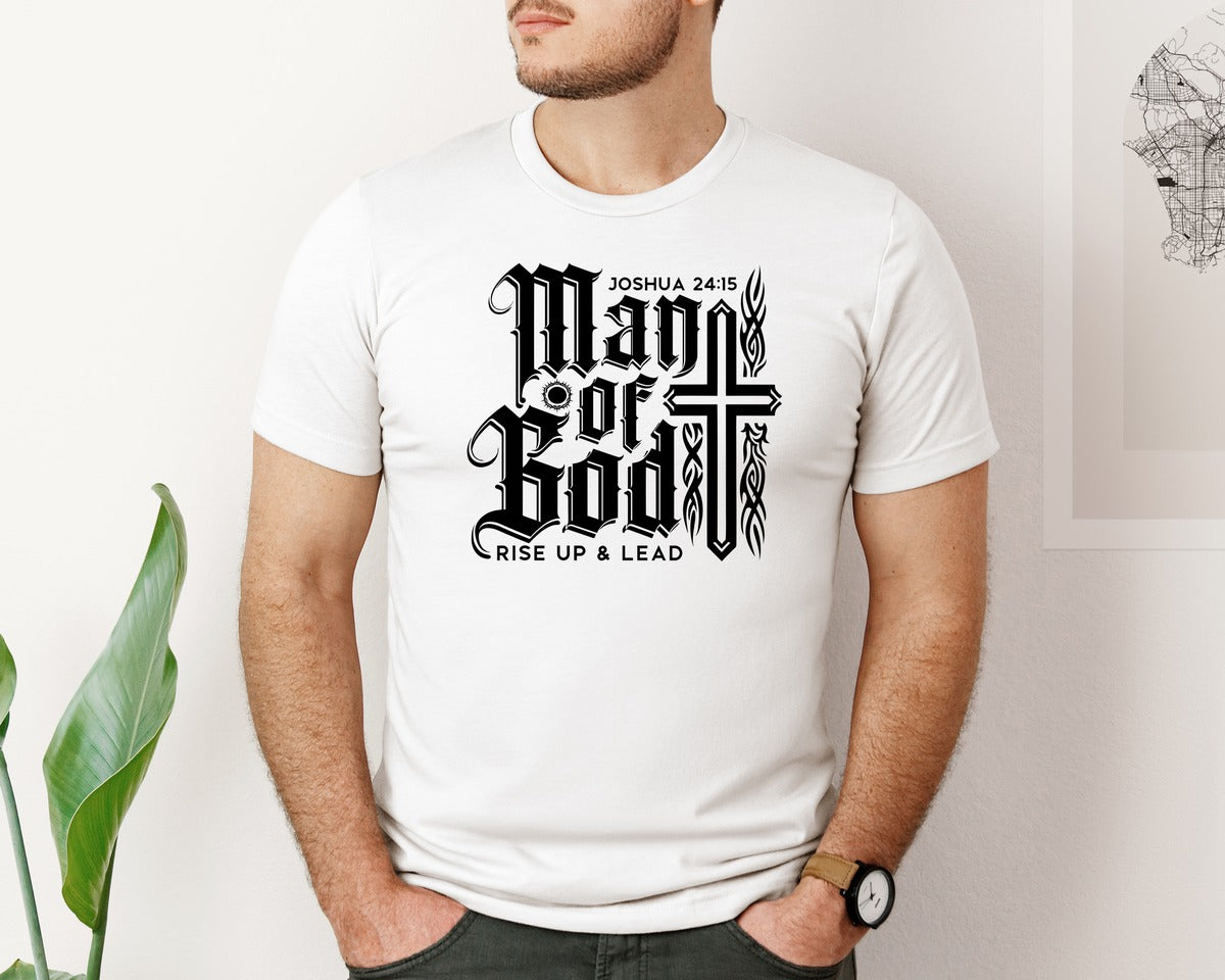 brand:Bella Canvas|color:White|Man Of God Mens Ministry Graphic T-Shirt