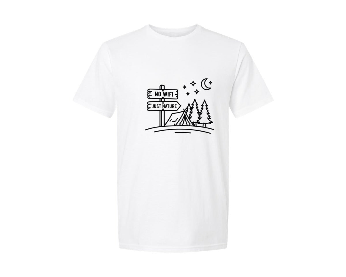 brand:Generic|color:White|No Wifi Just Nature Graphic T-Shirt