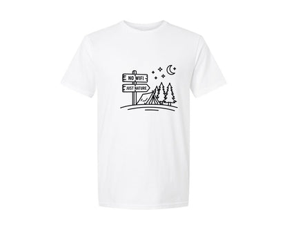 brand:Generic|color:White|No Wifi Just Nature Graphic T-Shirt