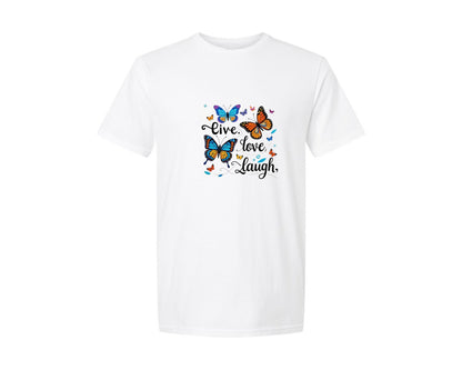brand:Generic|color:White|Live Love Laugh Butterflies T Shirt Graphic T-Shirt
