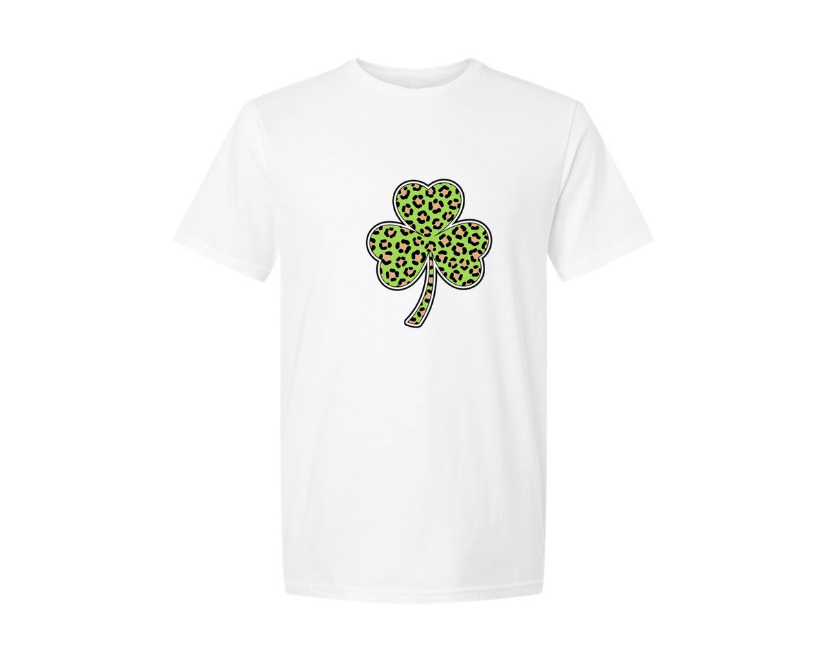 brand:Generic|color:White|Leopard Shamrock St Patrick Graphic T-Shirt