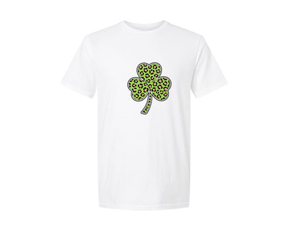 brand:Generic|color:White|Leopard Shamrock St Patrick Graphic T-Shirt