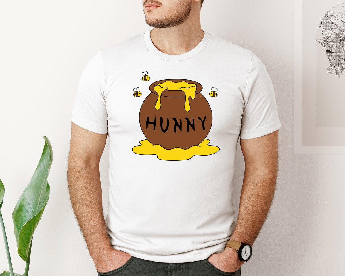 brand:Bella Canvas|color:White|Hunny Pot Honey Jar For Bee Lovers Graphic T-Shirt
