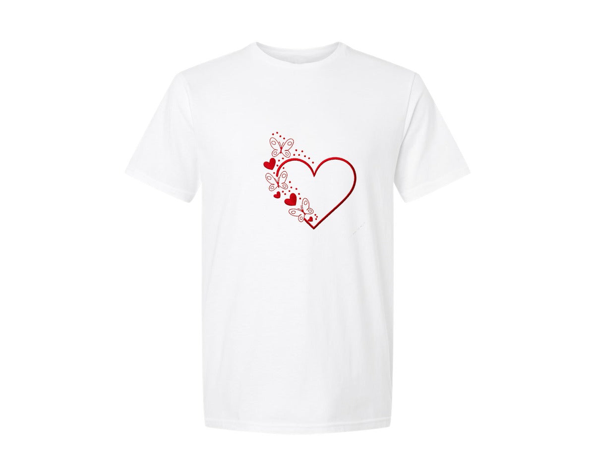 brand:Generic|color:White|Butterfly Heart Valentine Graphic T-Shirt