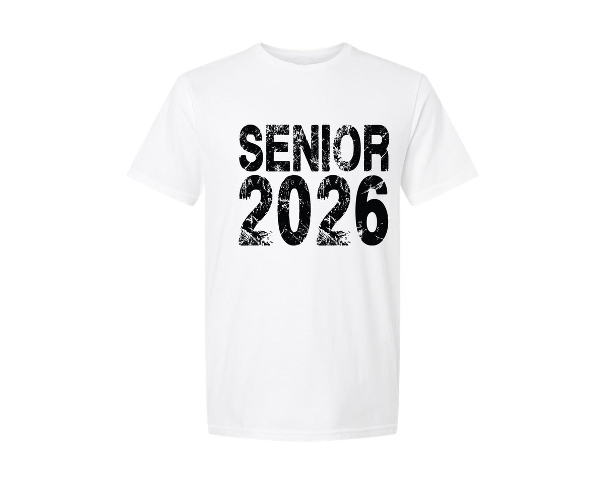 brand:Generic|color:White|Distressed Senior 2026 Graduation Graphic T-Shirt