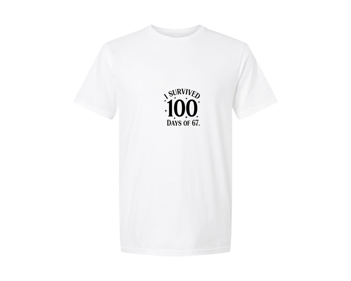 brand:Generic|color:White|I Survived 100 Days Graphic T-Shirt