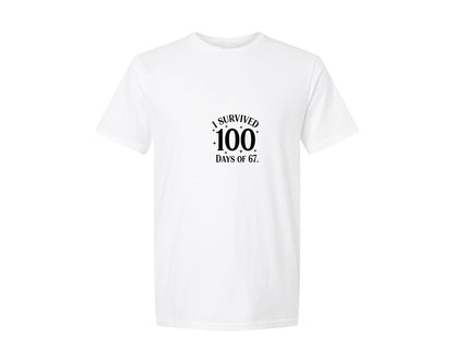 brand:Generic|color:White|I Survived 100 Days Graphic T-Shirt