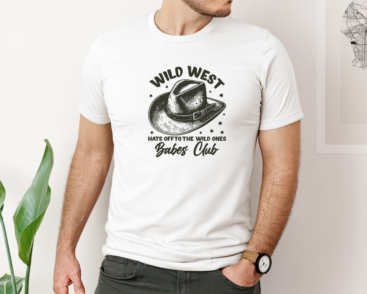 brand:Bella Canvas|color:White|Wild West Babes Club Cowgirl Graphic T-Shirt