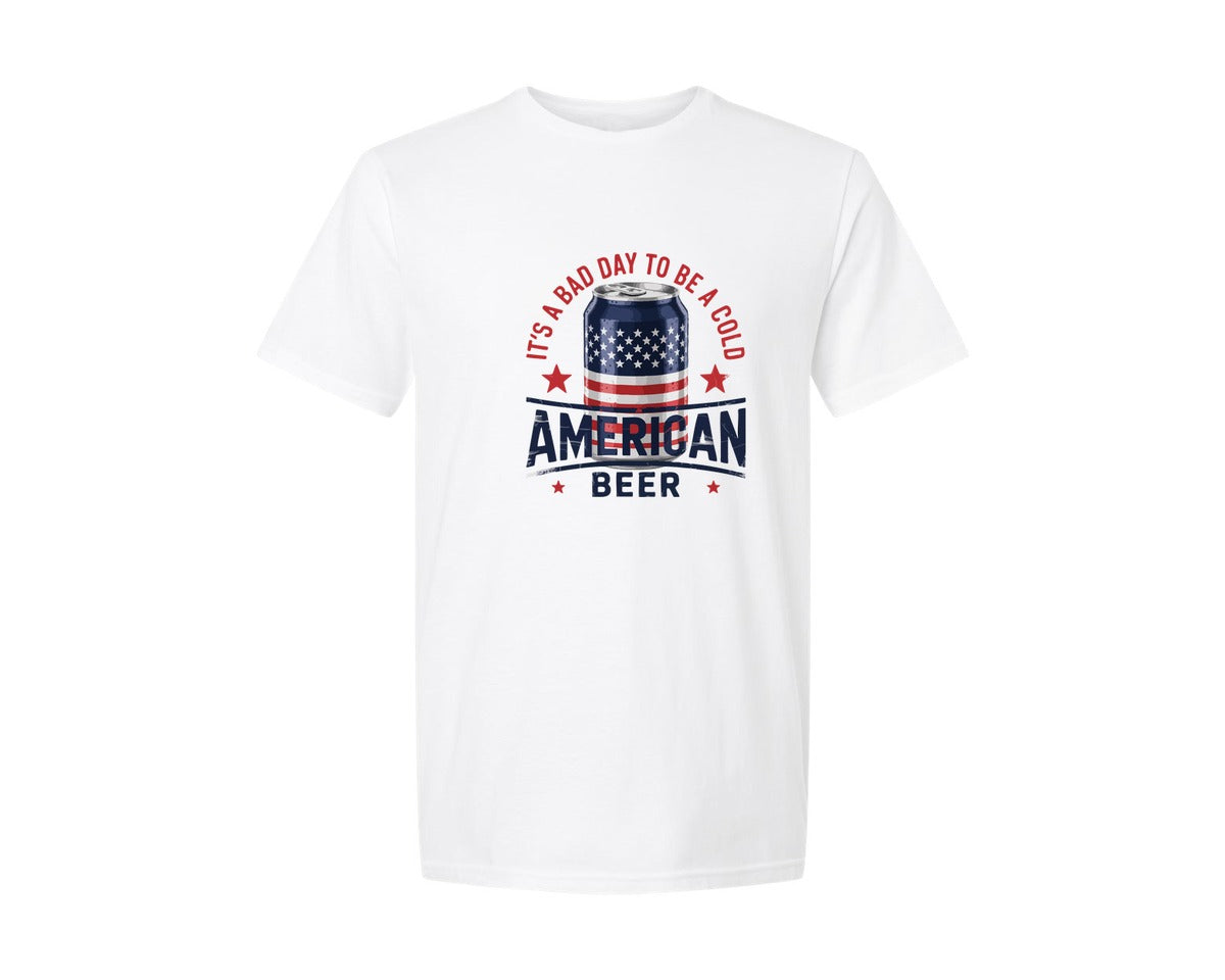 brand:Generic|color:White|Cold Beer Retro American Style Graphic T-Shirt
