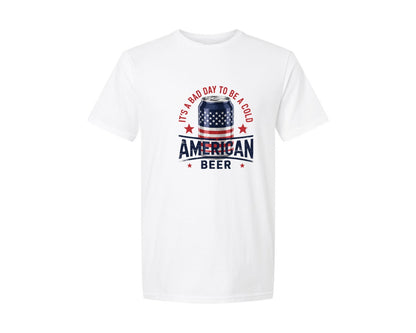 brand:Generic|color:White|Cold Beer Retro American Style Graphic T-Shirt