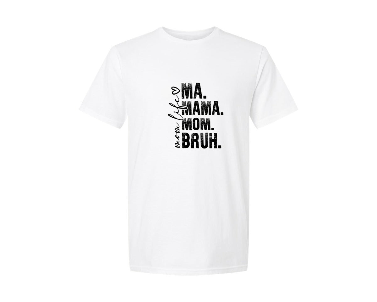 brand:Generic|color:White|Funny Mom Ma Mama Mom Bruh 2 Graphic T-Shirt