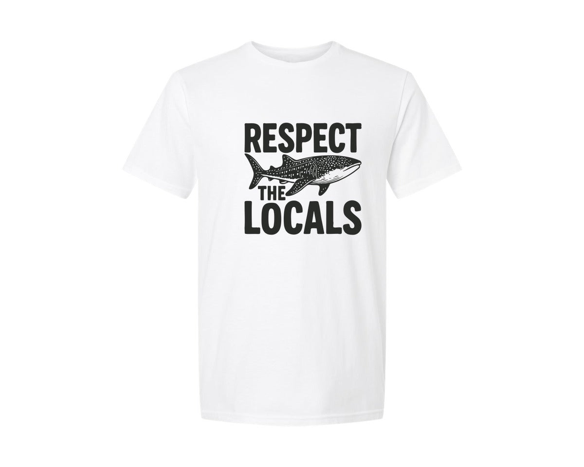 brand:Generic|color:White|Respect The Locals Whale Shark Summer Graphic T-Shirt