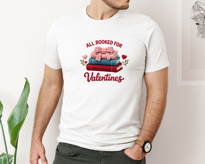 brand:Bella Canvas|color:White|Valentine Book Lover Crochet Graphic T-Shirt