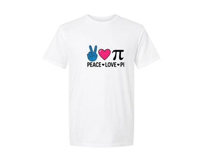 brand:Generic|color:White|Peace Love Pi Math Graphic T-Shirt