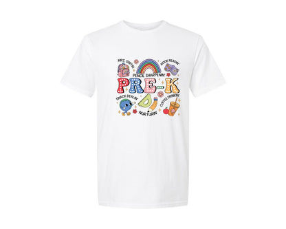 brand:Generic|color:White|Cute Pre K Teacher Preschool Graphic T-Shirt