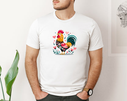 brand:Bella Canvas|color:White|Western Floral Chicken Valentine T S 2 Graphic T-Shirt