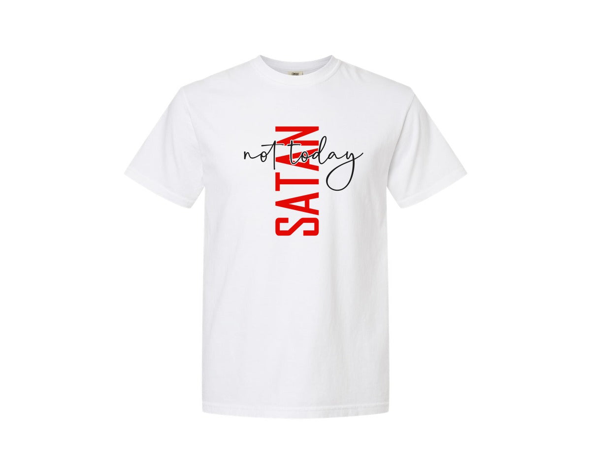 brand:Comfort Colors|color:White|Not Today Satan Shirt Design Graphic T-Shirt
