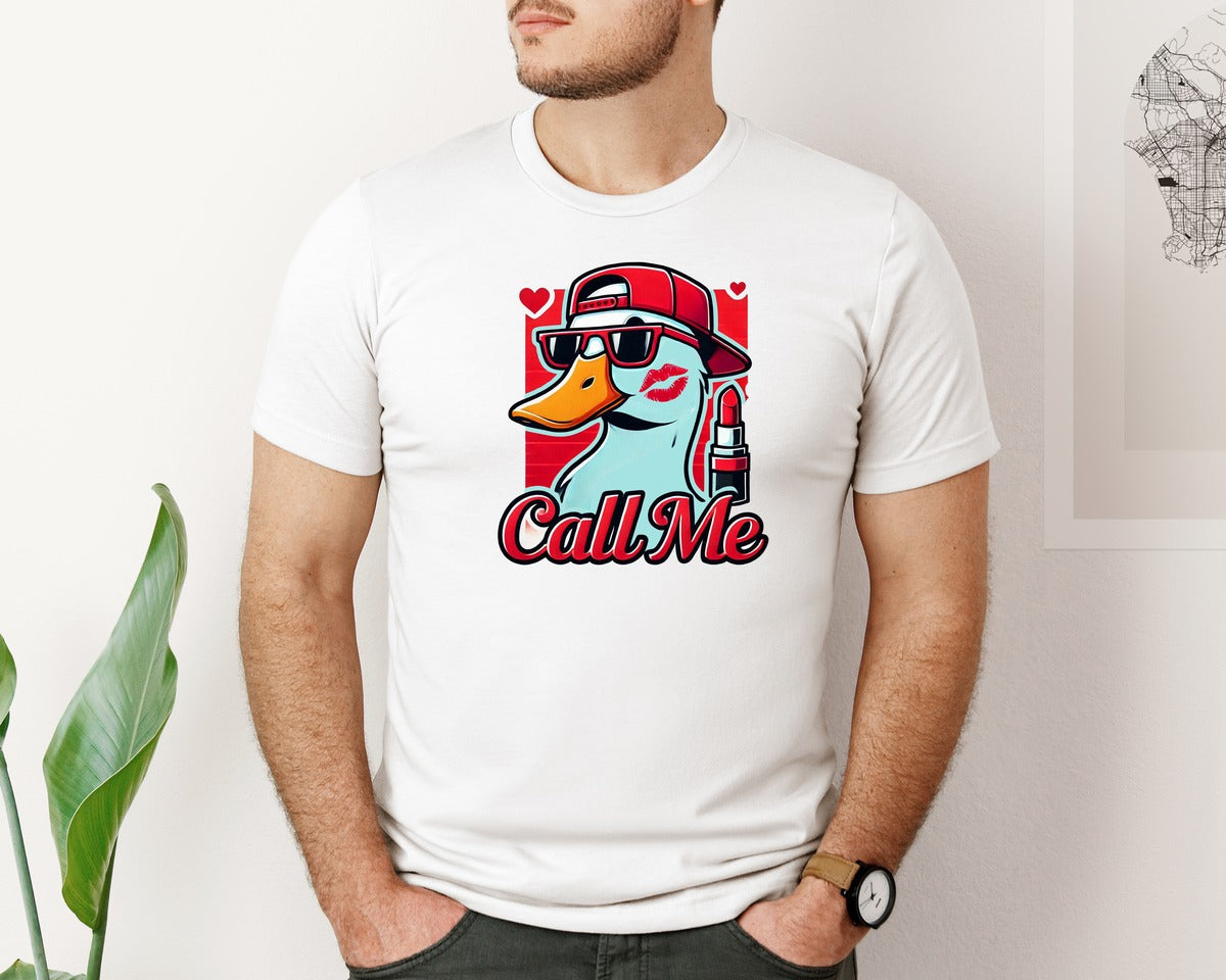 brand:Bella Canvas|color:White|Boys Valentines Valentines Duck Graphic T-Shirt