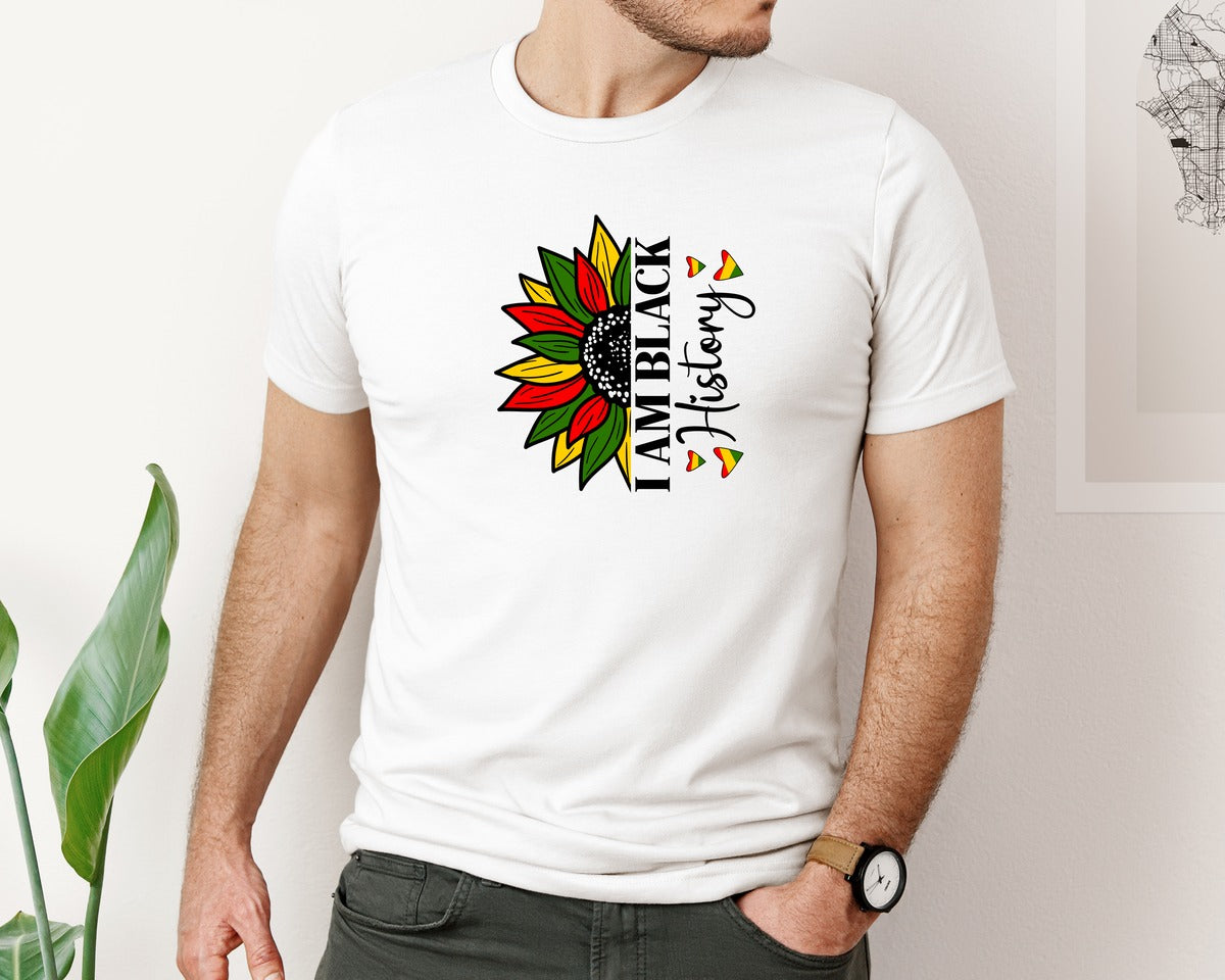 brand:Bella Canvas|color:White|African Pride I Am Black History Graphic T-Shirt