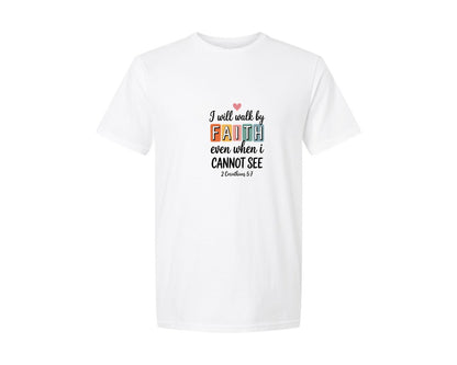 brand:Generic|color:White|Boho Christian Walk By Faith Graphic T-Shirt