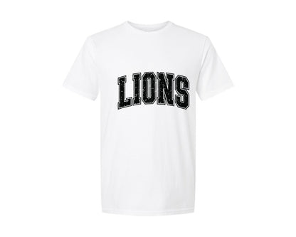 brand:Generic|color:White|Retro Lions Distressed Varsity Lion Graphic T-Shirt