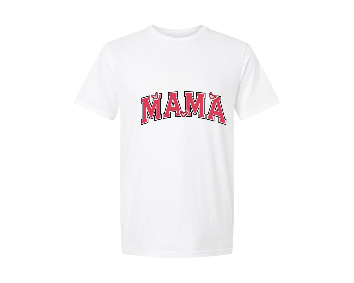 brand:Generic|color:White|Love Mama Varsity Mama Valentine Graphic T-Shirt
