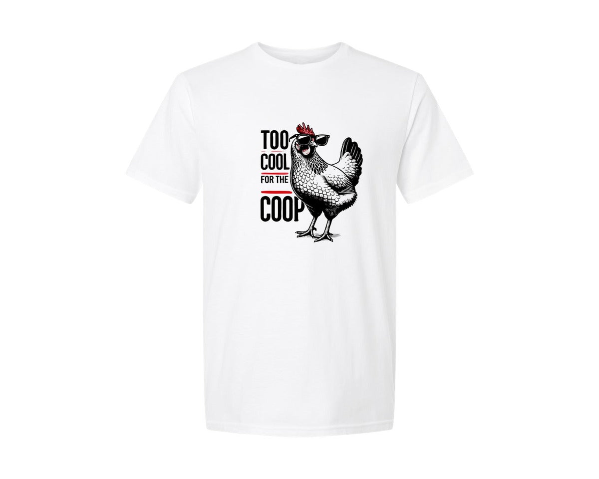 brand:Generic|color:White|Too Cool For The Coop Chicken File Graphic T-Shirt