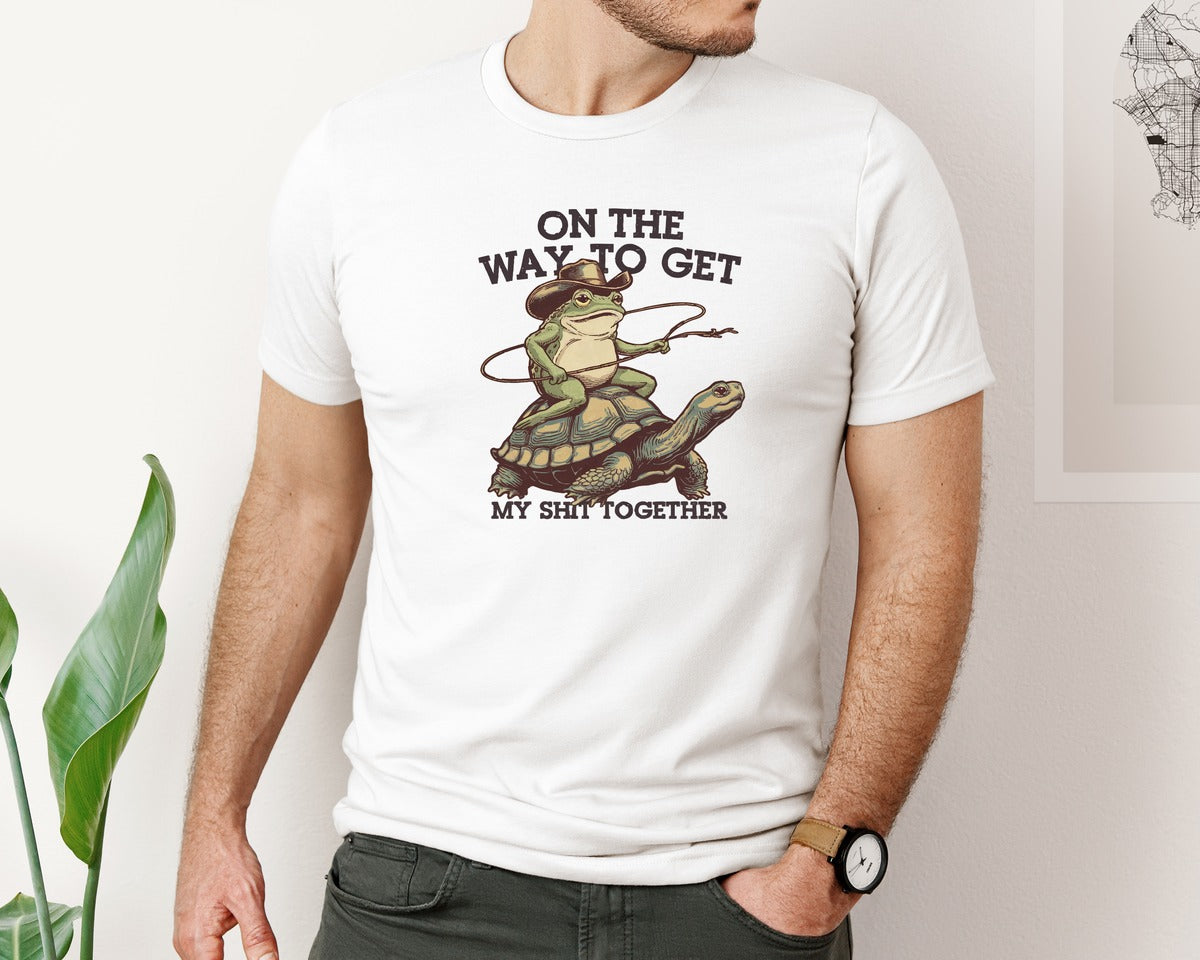 brand:Bella Canvas|color:White|Cowboy Frog Funny Quote Design Graphic T-Shirt