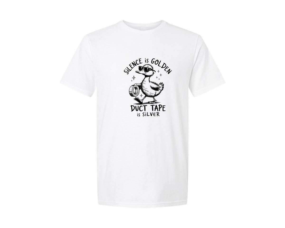 brand:Generic|color:White|Silence Is Golden Sarcastic 5 Graphic T-Shirt