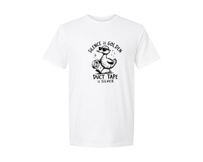 brand:Generic|color:White|Silence Is Golden Sarcastic 5 Graphic T-Shirt