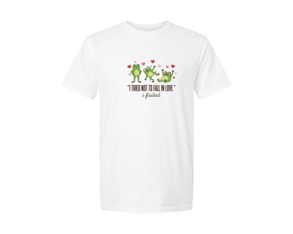 brand:Generic|color:White|I Tried Not To Fall Frog Valentine Graphic T-Shirt