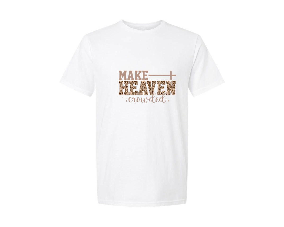 brand:Generic|color:White|Christian Make Heaven Crowded 2 Graphic T-Shirt