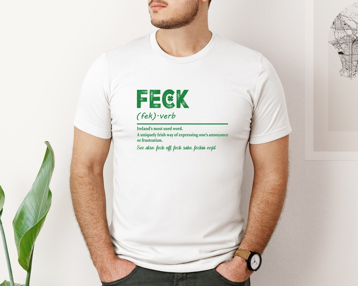 brand:Bella Canvas|color:White|Feck Irish St Patricks Day Graphic T-Shirt