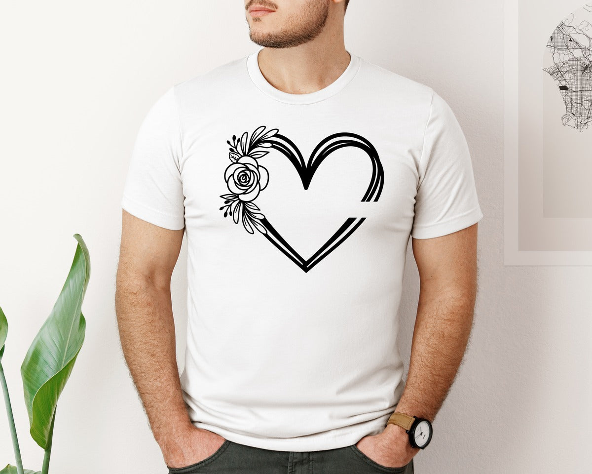 brand:Bella Canvas|color:White|Custom Heart Name Graphic T-Shirt
