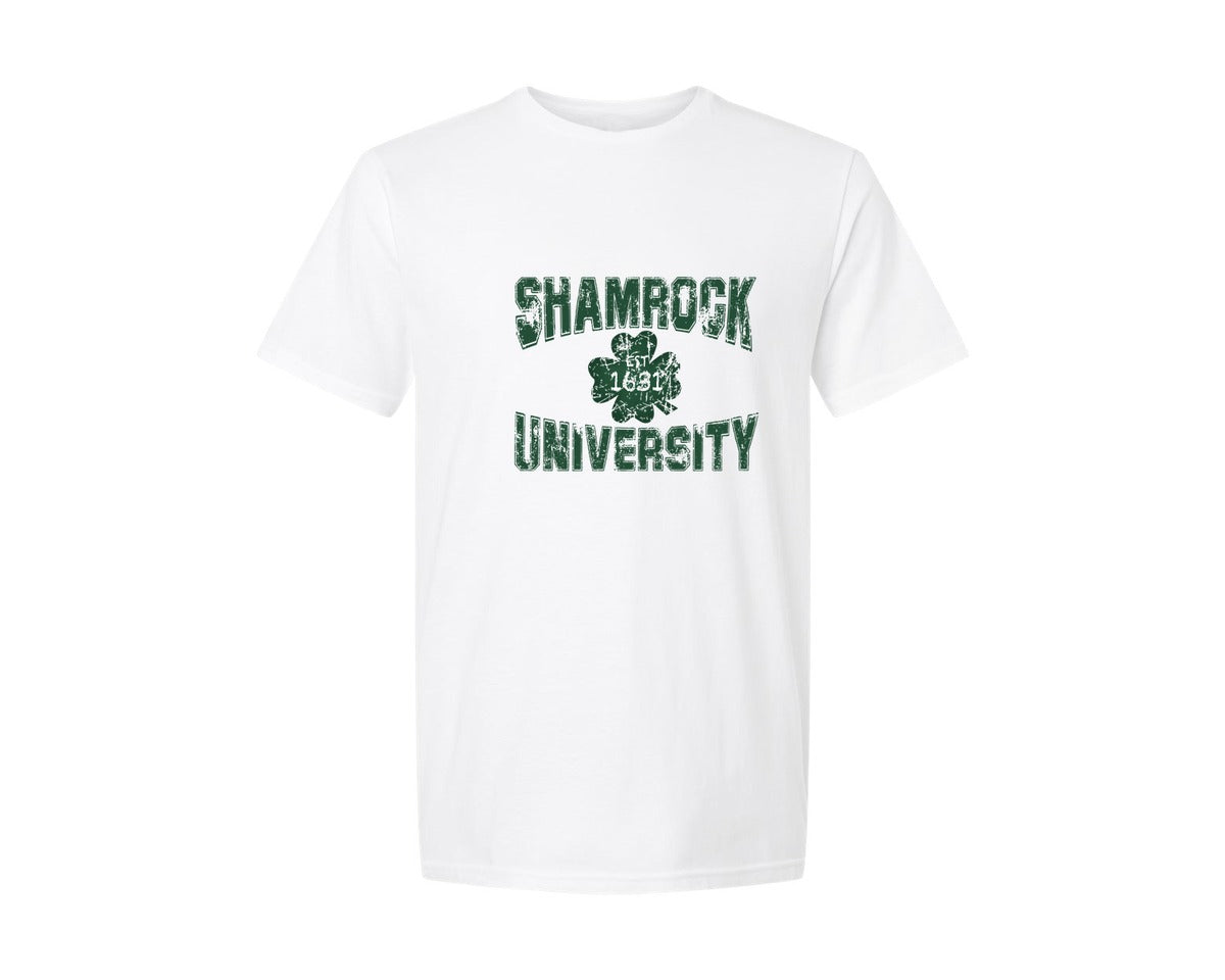 brand:Generic|color:White|Shamrock University Est 1631 St Patrick Graphic T-Shirt