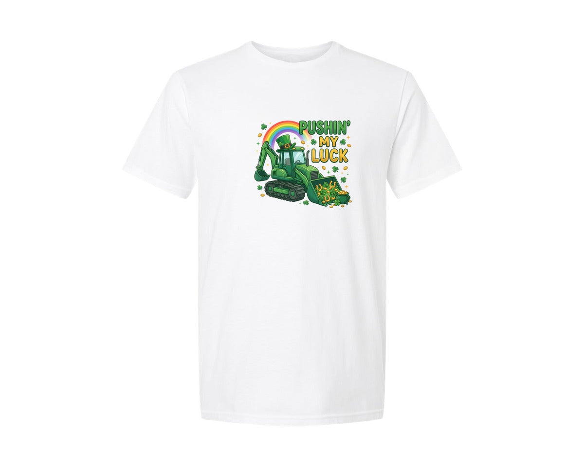 brand:Generic|color:White|Pushin My Luck St Patricks Day 5 Graphic T-Shirt