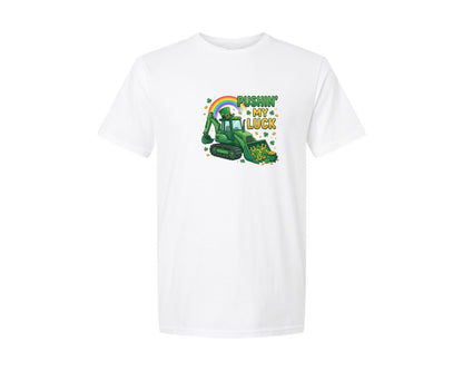 brand:Generic|color:White|Pushin My Luck St Patricks Day 5 Graphic T-Shirt