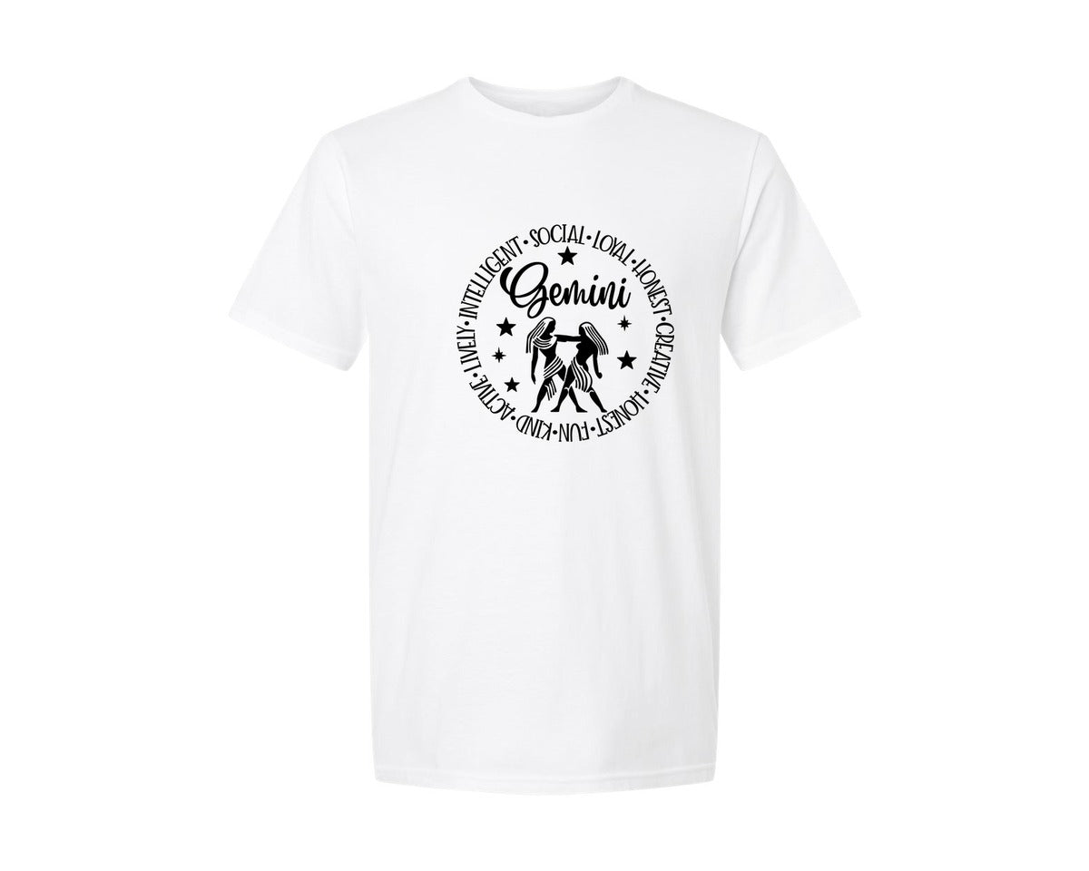brand:Generic|color:White|Gemini Gemini Horoscope Graphic T-Shirt