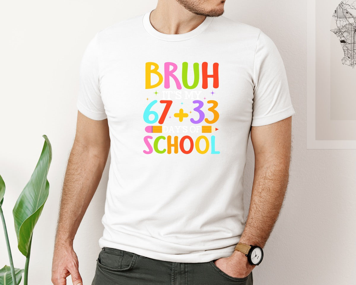 brand:Bella Canvas|color:White|Bruh Its My 6733 Days Of School Graphic T-Shirt