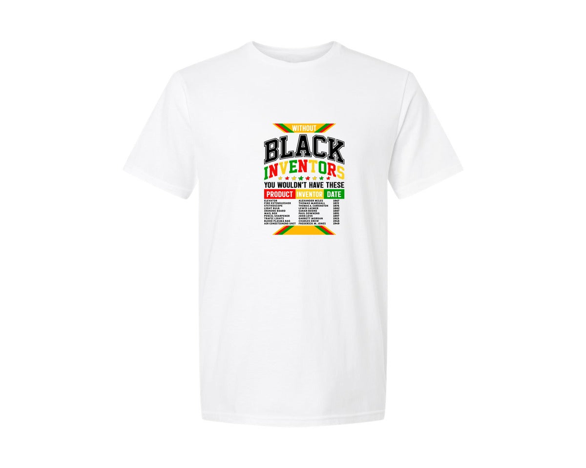 brand:Generic|color:White|Black Inventors Black History Black Graphic T-Shirt