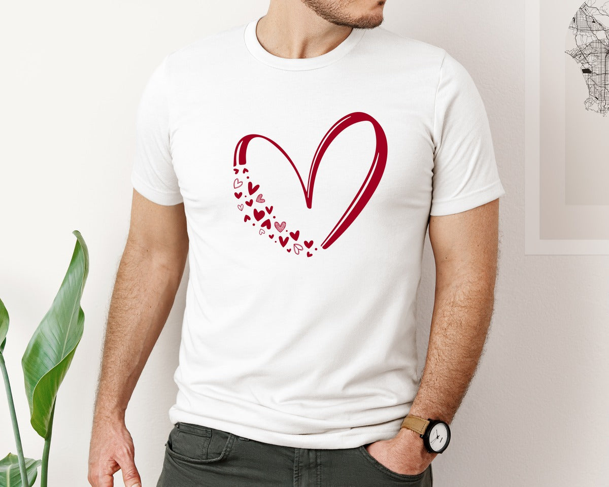brand:Bella Canvas|color:White|Valentine Heart 5 Graphic T-Shirt