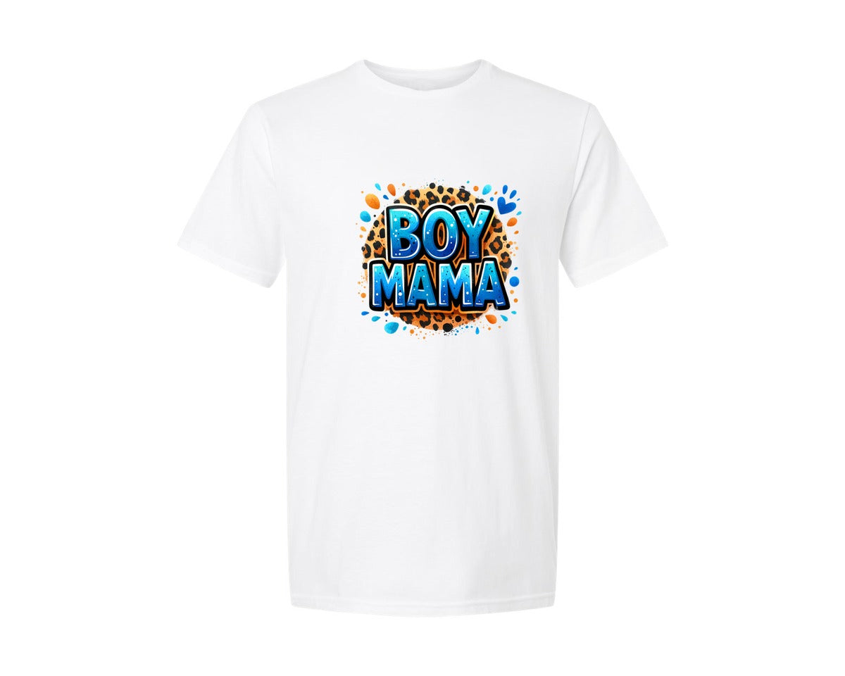 brand:Generic|color:White|Leopard Boy Mama Graphic T-Shirt
