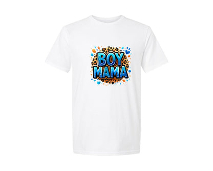 brand:Generic|color:White|Leopard Boy Mama Graphic T-Shirt
